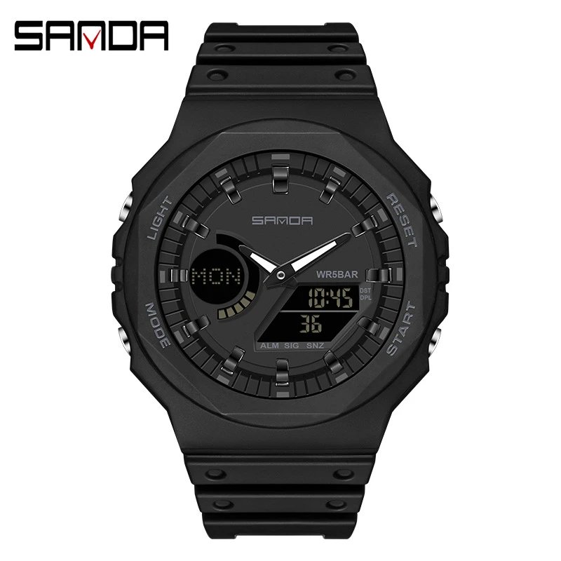 SANDA Watches Analog-Digital Sports Watch — 6016 All black