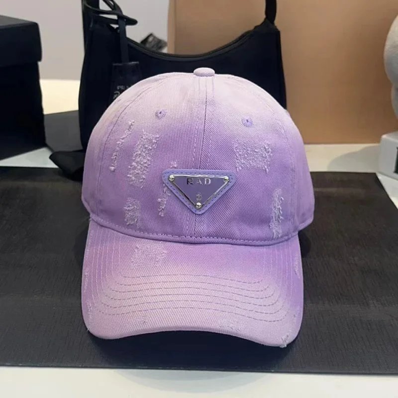 Prada Triangle Logo Distressed Gradient Baseball Cap - 8