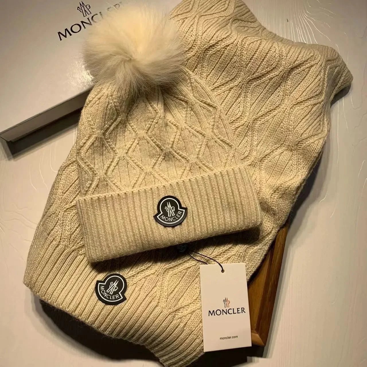 Moncler Knitted beanie, scarf and gloves set — 27