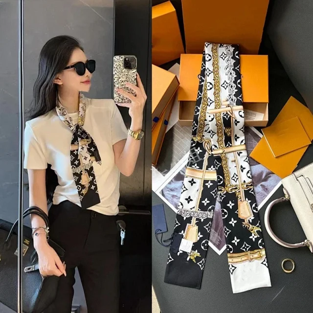 Louis Vuitton Scarves Monogram and chain-print narrow scarf product detail image 1