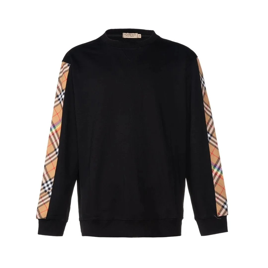 Burberry Check-Trimmed Crewneck Sweatshirt White Sweater - 3
