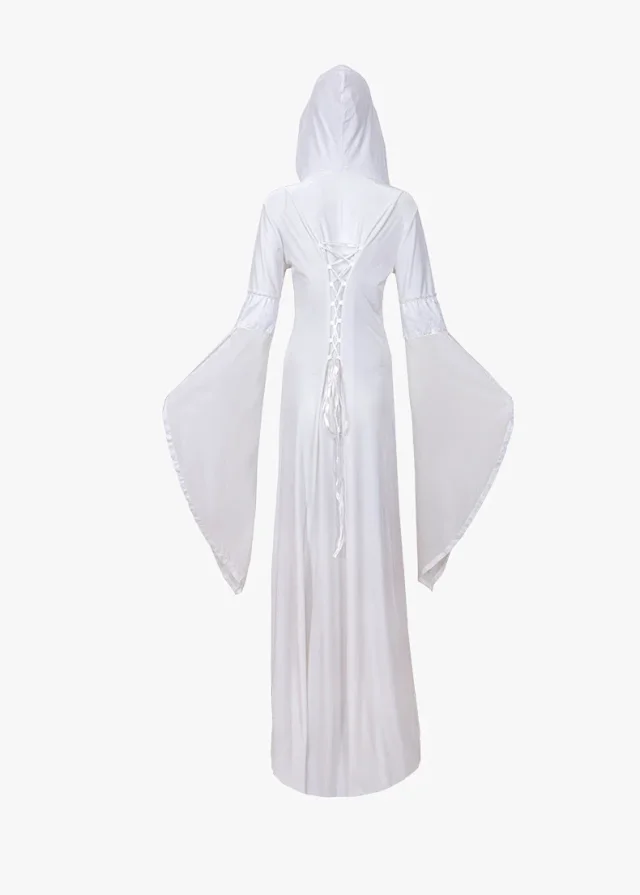 Unbranded Dresses Medieval Hooded Lace-Up Bell Sleeve Costume Dress product detail image 8
