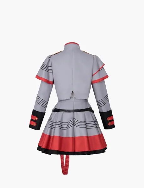 Design Military-Style Uniform Dress Set Gray Red - 8
