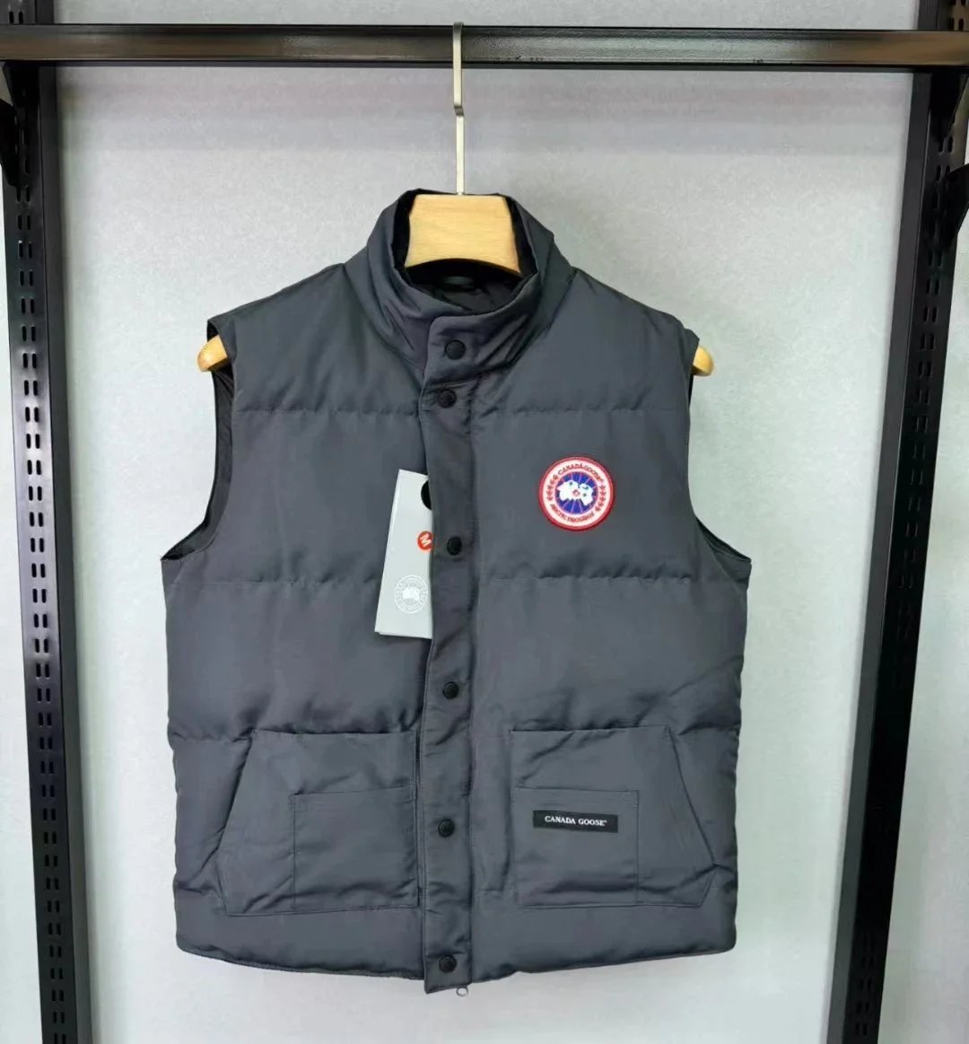 Canada Goose Vests Quilted stand-collar puffer vest with snap front and patch pockets — Graphite Grey [Classic Color】