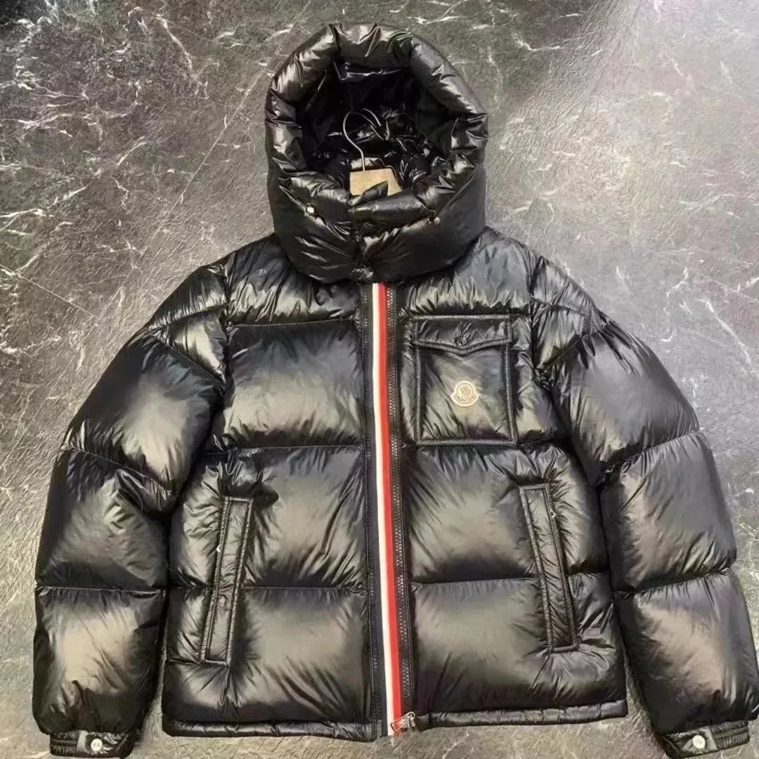 Moncler Down Jackets Hooded shiny puffer jacket — A68-Black