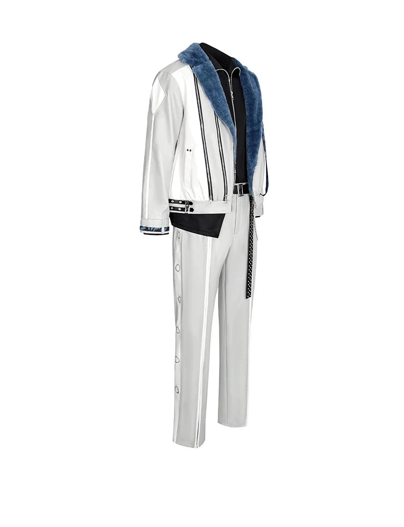 Design Leather-Trimmed Utility Jacket Black Beige Set - 35