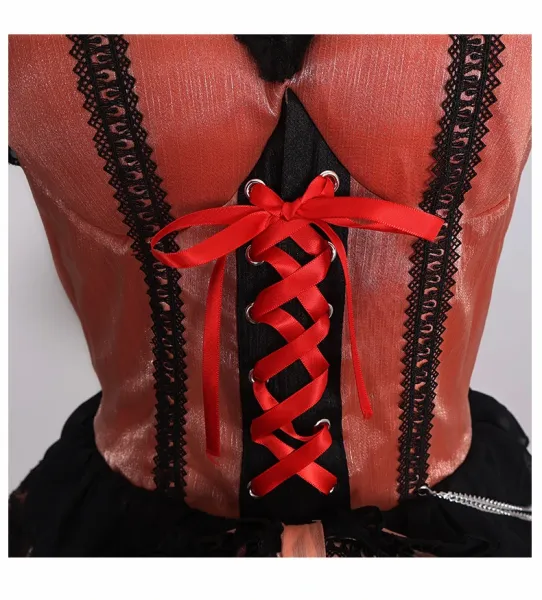 Design Lolita Dress Set Red and Black Gothic Lace Dress with Accessories Dress - 12