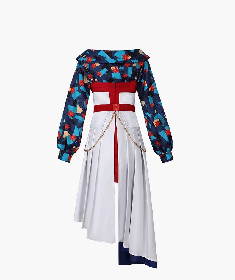 Design Floral Embroidered Kimono-Style Jacket and Wide-Leg Trousers Set Blue White Multicolor - 7