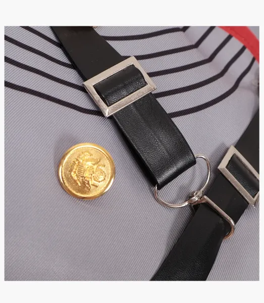 Design Military-Style Uniform Dress Set Gray Red - 9