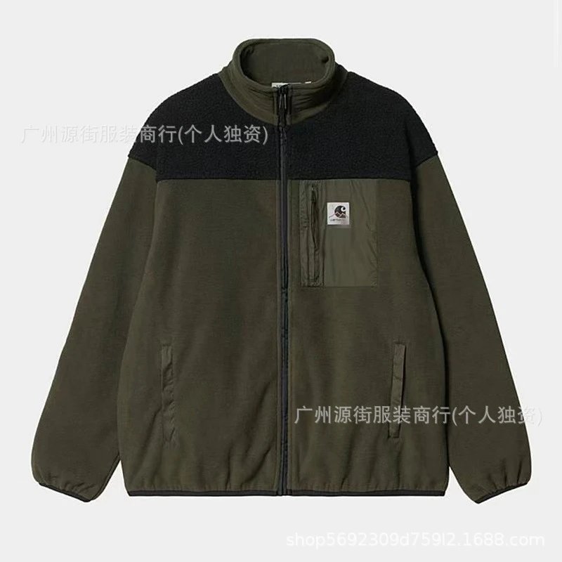 Carhartt Jackets Colorblock Sherpa Fleece High-Neck Zip Jacket — Green