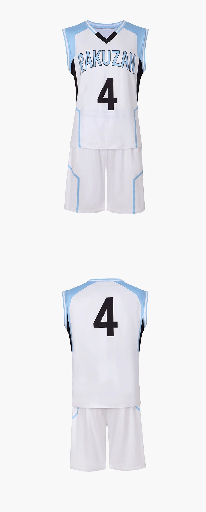 Design Teiko High School Basketball Jersey Set White / Blue - 4