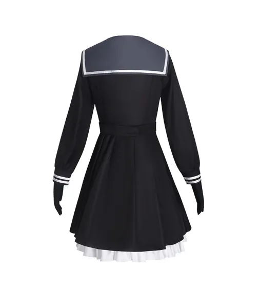 Design Cosplay Costume Set: Black Sailor-Style Coat with Red Bow Tie, Hat, Gloves, and Accessories Dress - 7