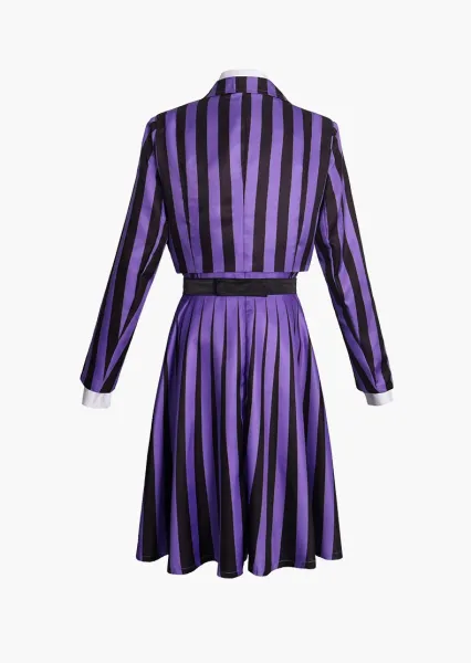 Design Wednesday Addams Purple Striped Dress Set - 7