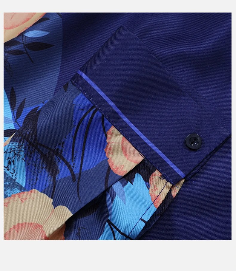 Design Floral Embroidered Kimono-Style Jacket and Wide-Leg Trousers Set Blue White Multicolor - 20