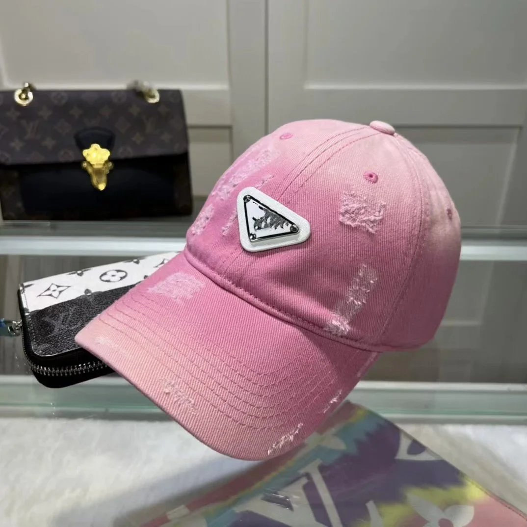Prada Triangle Logo Distressed Gradient Baseball Cap - 6