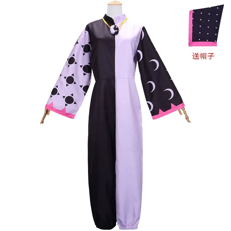 Unbranded Jumpsuits Black and lavender split moon-and-sun cosplay jumpsuit with matching headscarf image 1