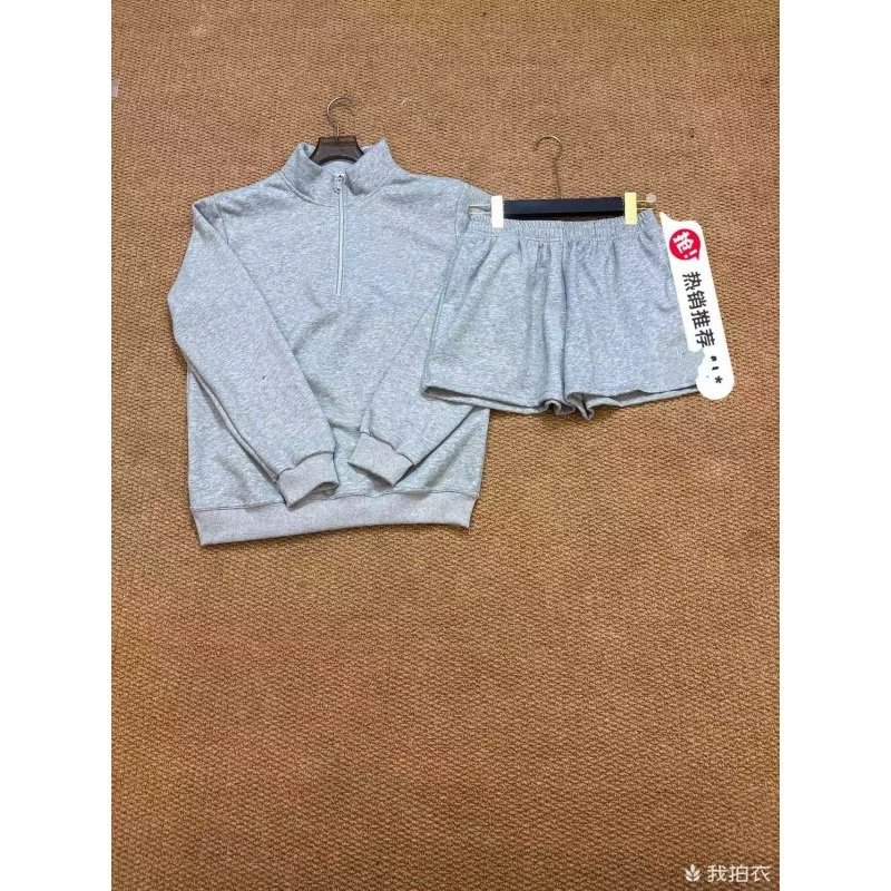 Alo Yoga Hoodies & Sweatshirts Half-Zip Stand-Collar Sweatshirt — Light Grey Half Zip Shorts