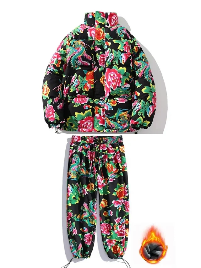 Unbranded Coats Hooded floral-print padded long coat product detail image 9