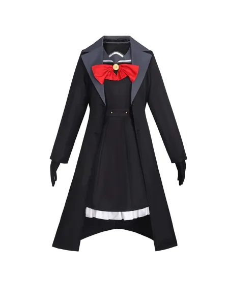 Design Cosplay Costume Set: Black Sailor-Style Coat with Red Bow Tie, Hat, Gloves, and Accessories Dress - 8