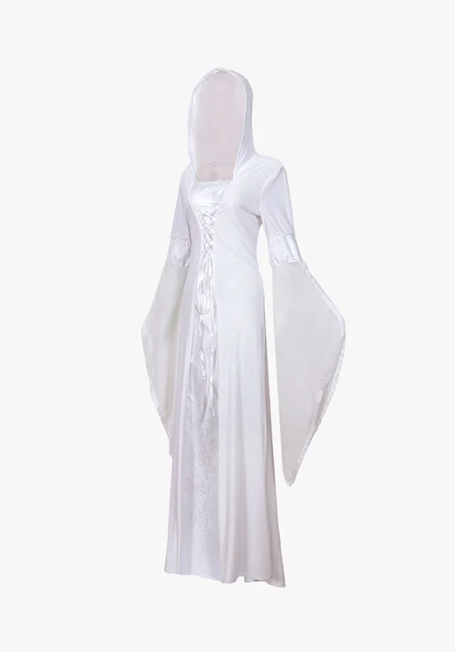 Unbranded Dresses Medieval Hooded Lace-Up Bell Sleeve Costume Dress product detail image 7