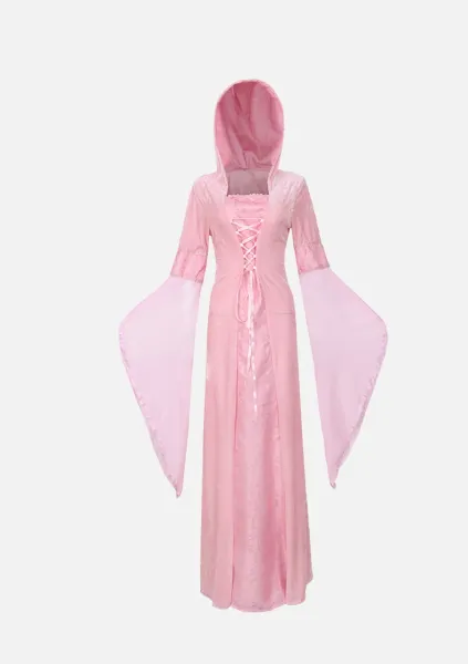 Design Medieval Hooded Long Dress White Costume Dress - 16