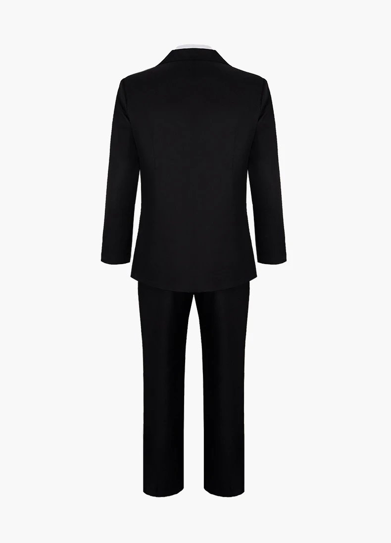 Design Formal Suit Set Black with Gray Vest and Orange Chest Ornament - 9