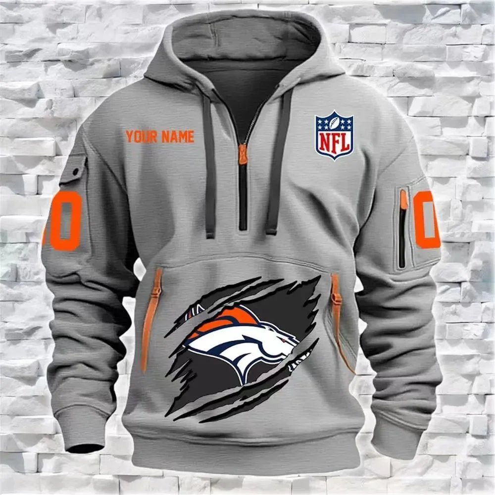 Philadelphia Eagles NFL Custom Name Half-Zip Hoodie Black - 10