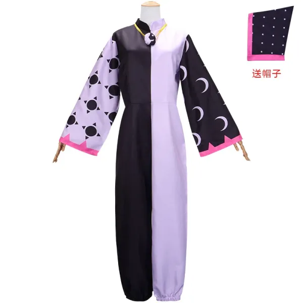 Design Cosplay Jumpsuit Black Purple Moon Triangle Print Dress - 1