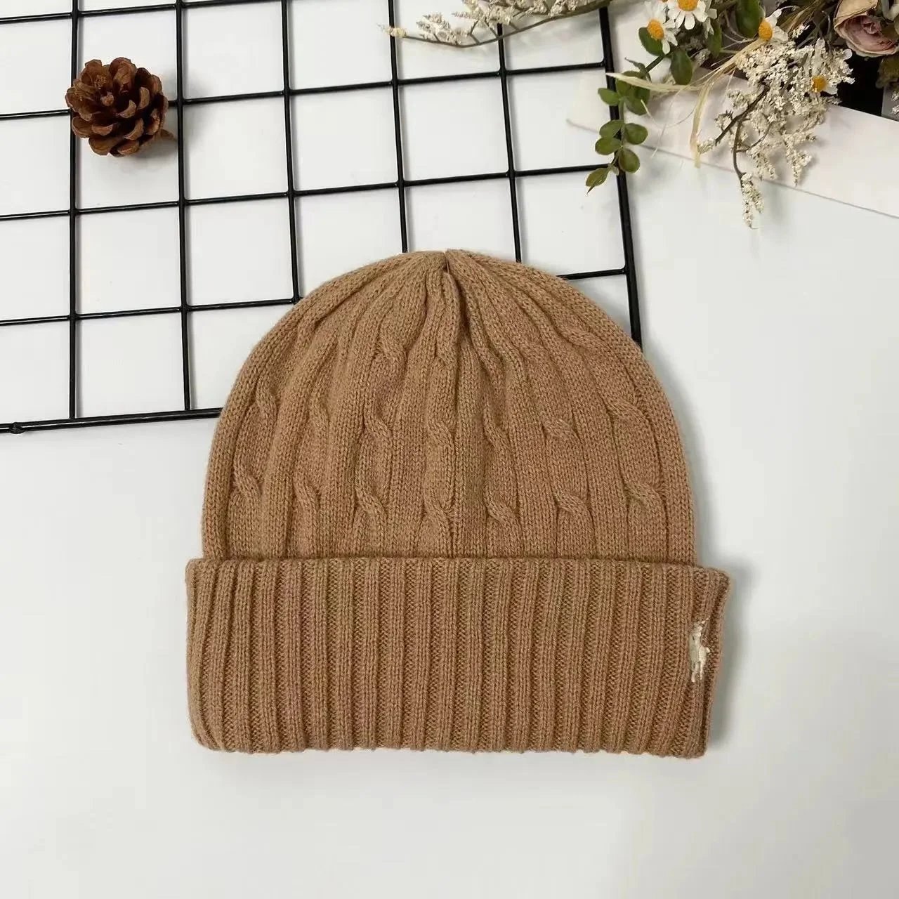 Ralph Lauren Hats Cuffed Knit Beanie with Embroidered Polo Pony — 21