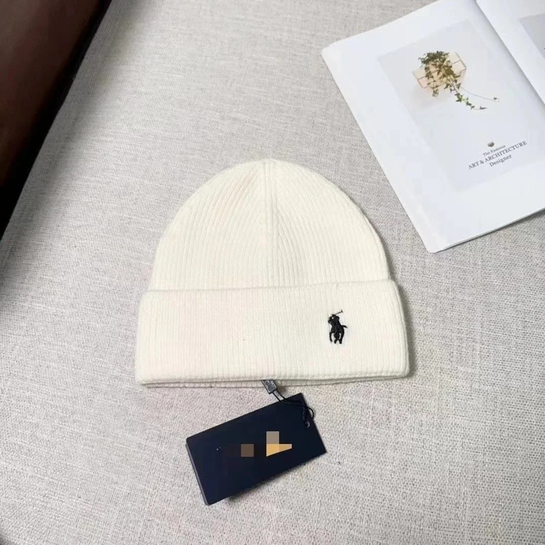 Ralph Lauren Hats Cuffed Knit Beanie with Embroidered Polo Pony — 35