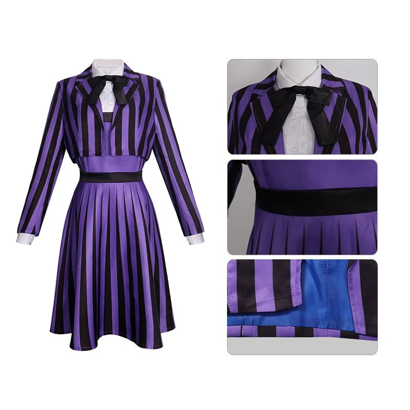 Unbranded Matching Sets 856 Purple and Black Striped Costume Set image 2