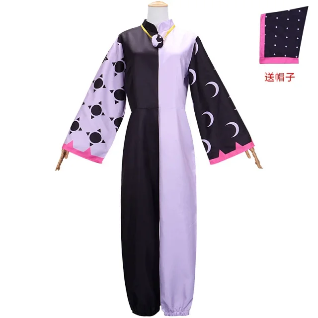 Unbranded Jumpsuits Black and lavender split moon-and-sun cosplay jumpsuit with matching headscarf product detail image 1