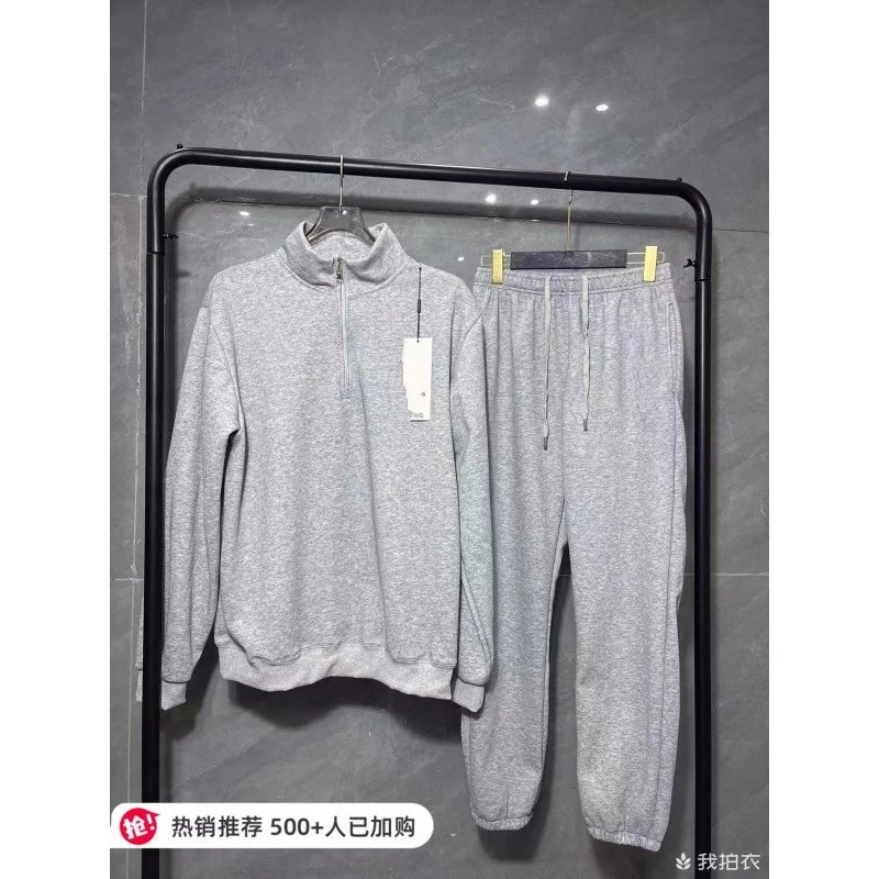 Alo Yoga Hoodies & Sweatshirts Half-Zip Stand-Collar Sweatshirt — Light Grey Half-Zip Tunic Pants