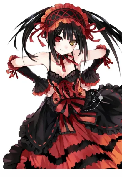 Design Lolita Dress Set Red and Black Gothic Lace Dress with Accessories Dress - 2
