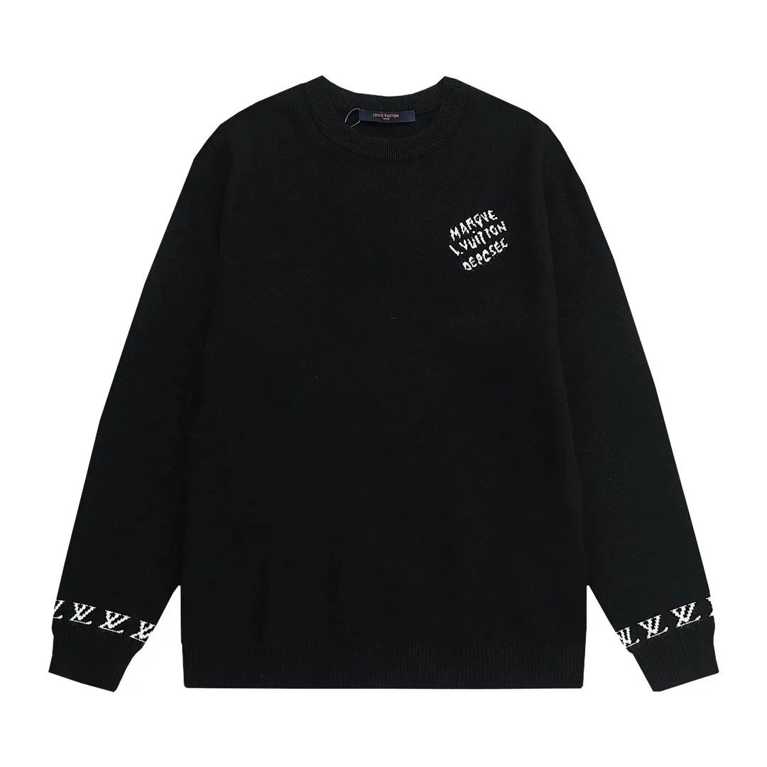 Louis Vuitton Knitwear Crew-Neck Logo Knit Sweater — Letter-knit sweater-black