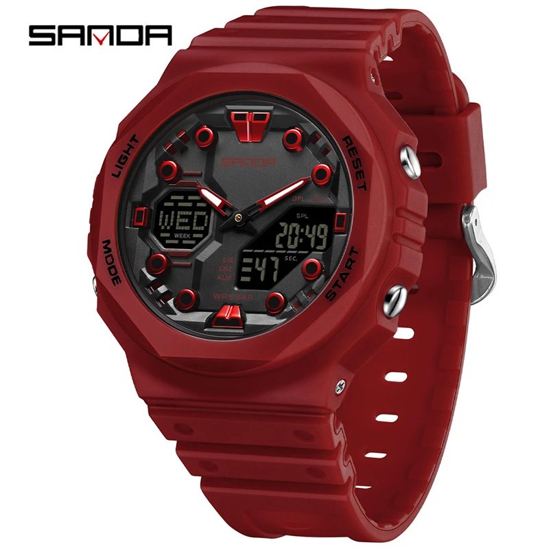 SANDA Watches Analog-Digital Sports Watch — 6200 Red