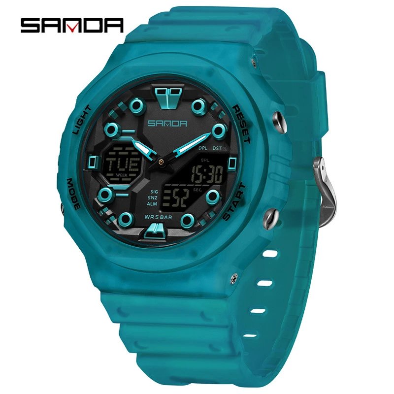 SANDA Watches Analog-Digital Sports Watch — 6200 Turquoise blue