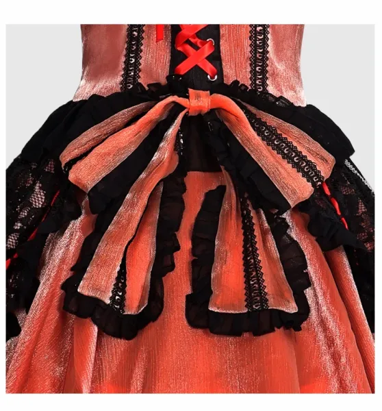 Design Lolita Dress Set Red and Black Gothic Lace Dress with Accessories Dress - 13