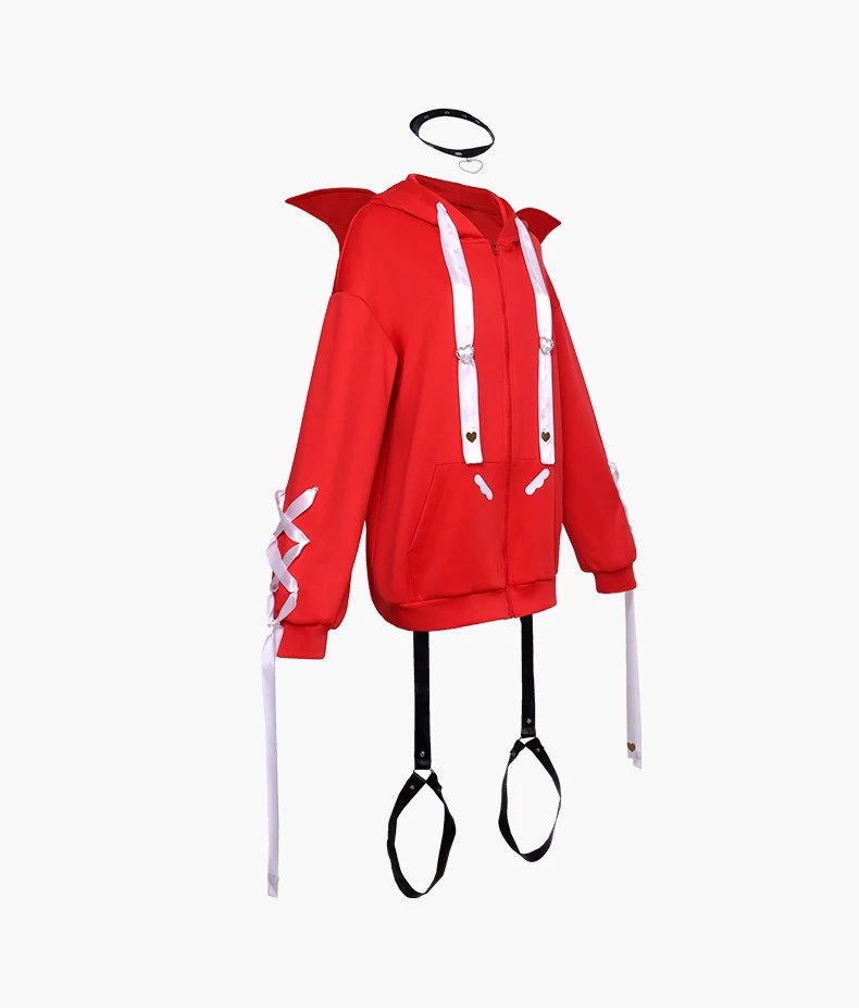 Design Red Hoodie Set with Dorsal Wing and Leg Straps - 5