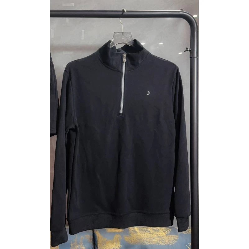 Alo Yoga Hoodies & Sweatshirts Half-Zip Stand-Collar Sweatshirt — Black half-zip