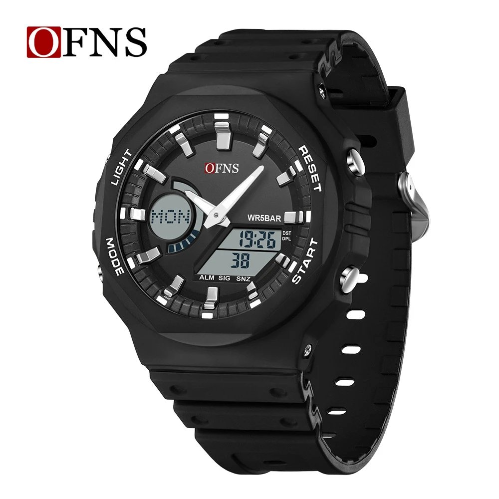 SANDA Watches Analog-Digital Sports Watch — S 6016 Black and white【OFNS】