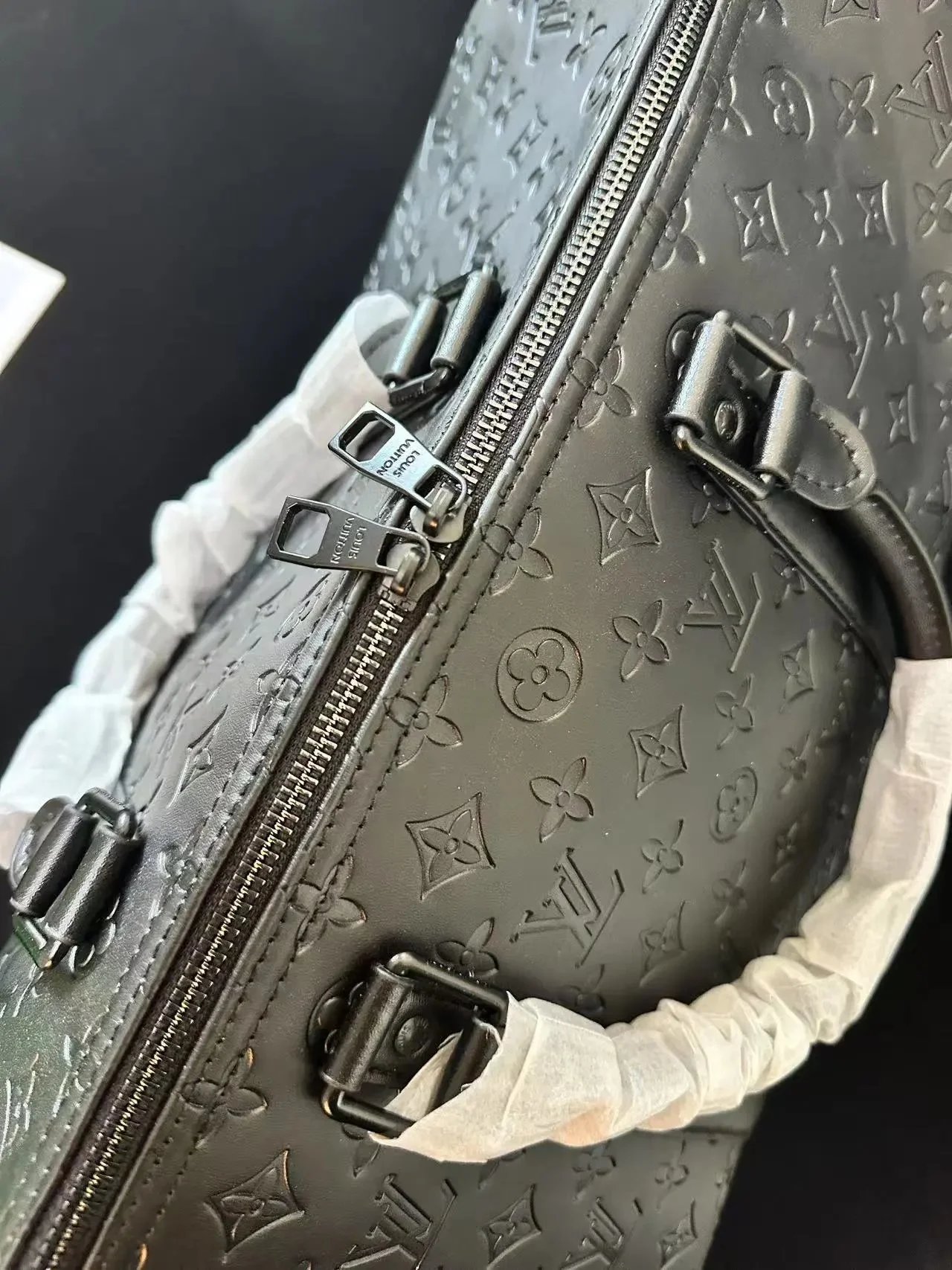 Louis Vuitton Keepall Bandoulière Monogram Empreinte Graphite Duffle Bag - 9