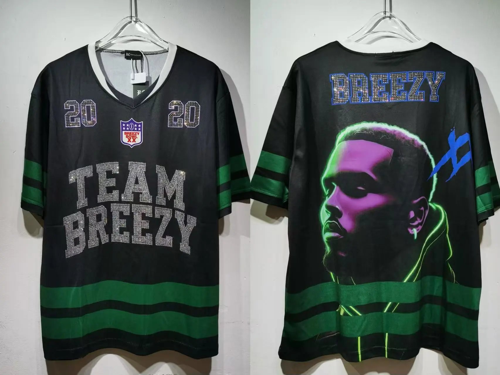 Palace Football Jerseys V-neck mesh jersey with graphic prints and number appliqués — CT 020 Green