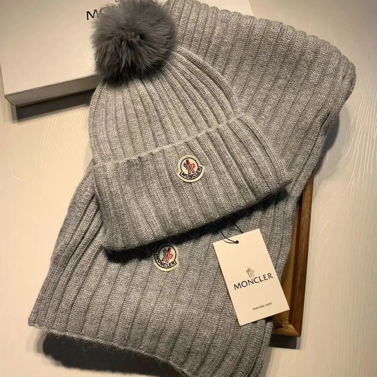 Moncler Knitted beanie, scarf and gloves set — 23