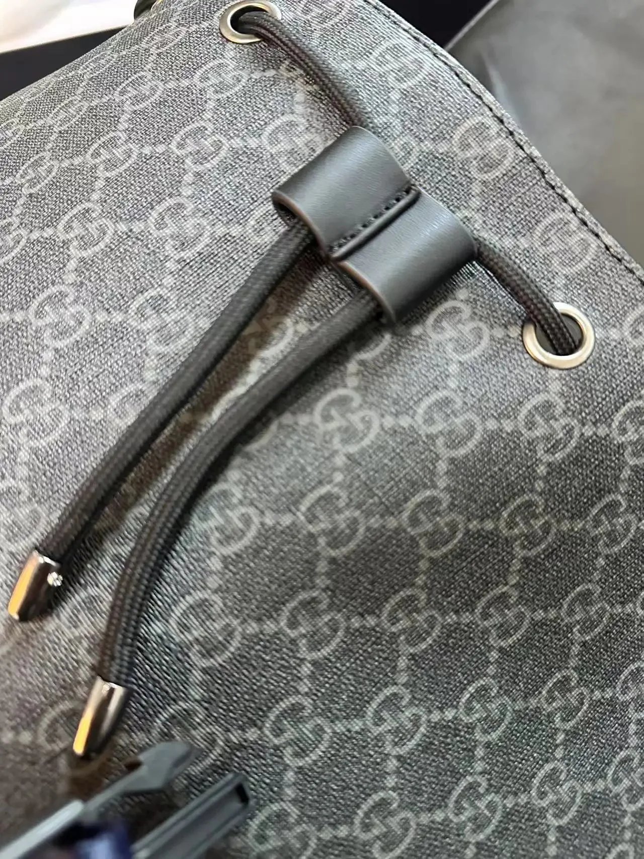 Gucci GG Marmont Backpack Gray Monogram with Red Web Straps - 10