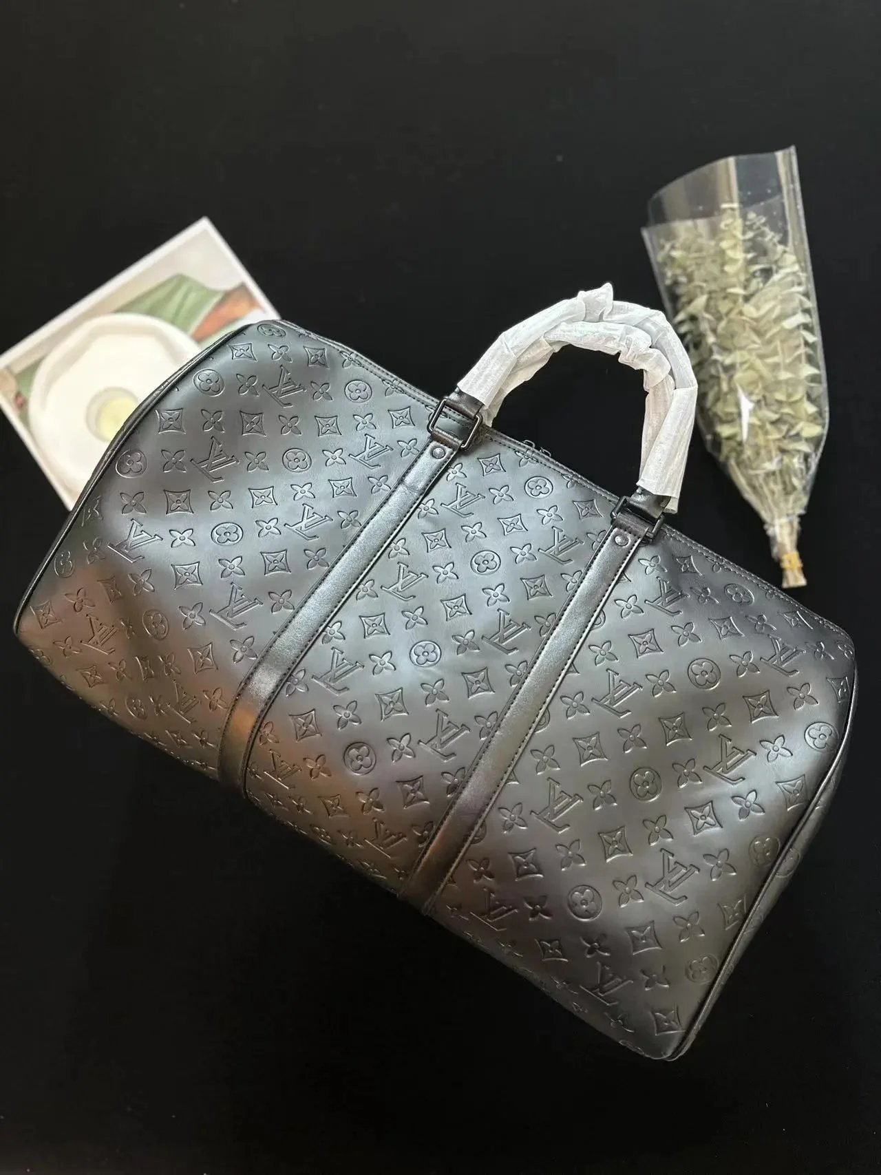 Louis Vuitton Keepall Bandoulière Monogram Empreinte Graphite Duffle Bag - 3