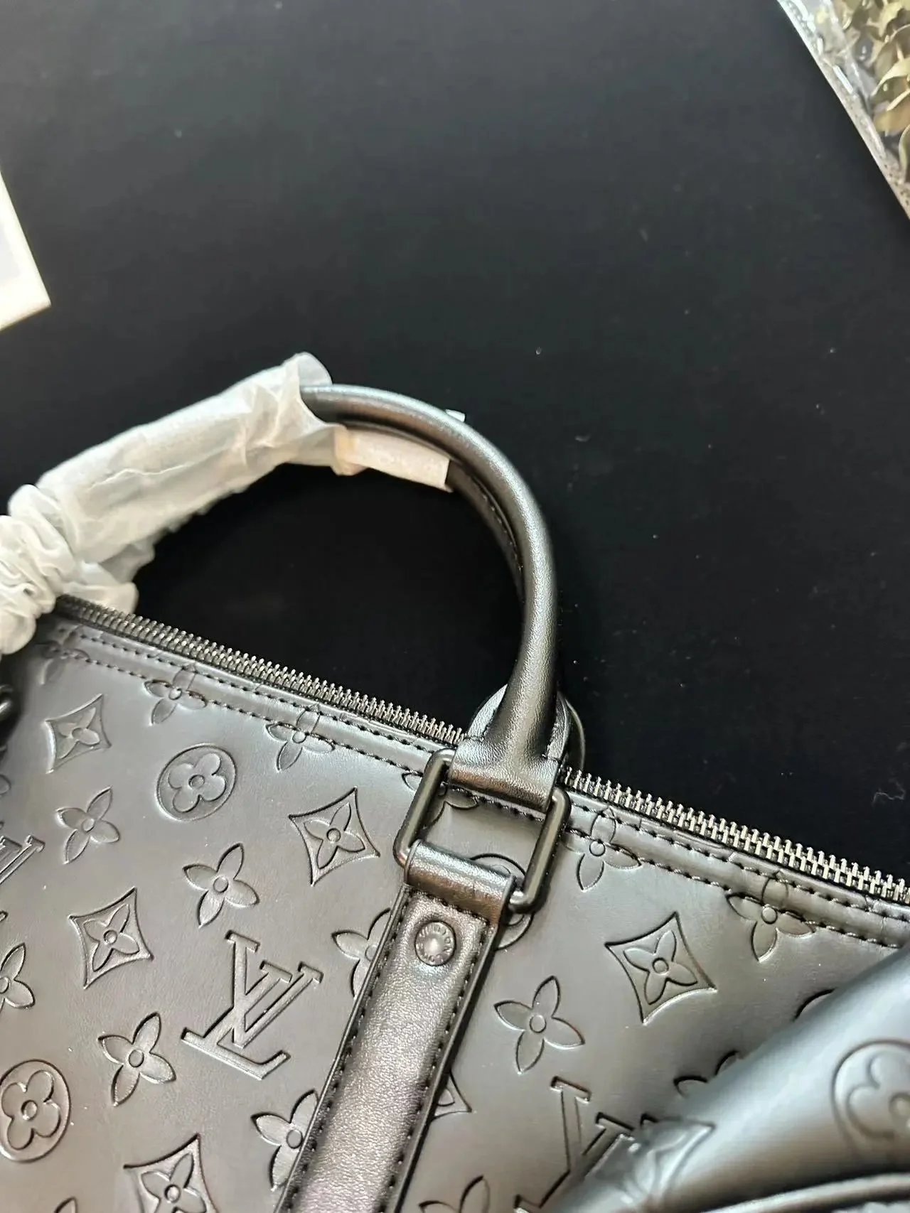 Louis Vuitton Keepall Bandoulière Monogram Empreinte Graphite Duffle Bag - 10