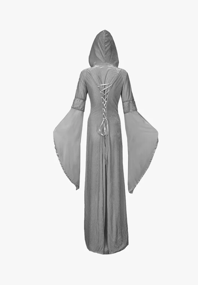Unbranded Dresses Medieval Hooded Lace-Up Bell Sleeve Costume Dress product detail image 11