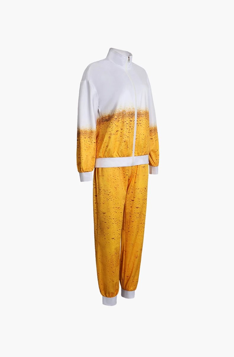Design Beer Foam Gradient Tracksuit Set Yellow / White - 23