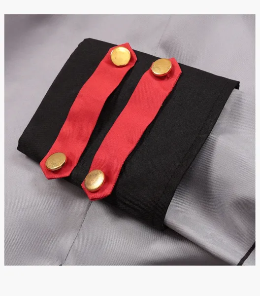 Design Military-Style Uniform Dress Set Gray Red - 11